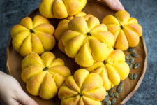 Vegan Pumpkin Bread Rolls. Great for making with kids!