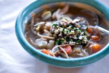 chicken soup with endive pesto