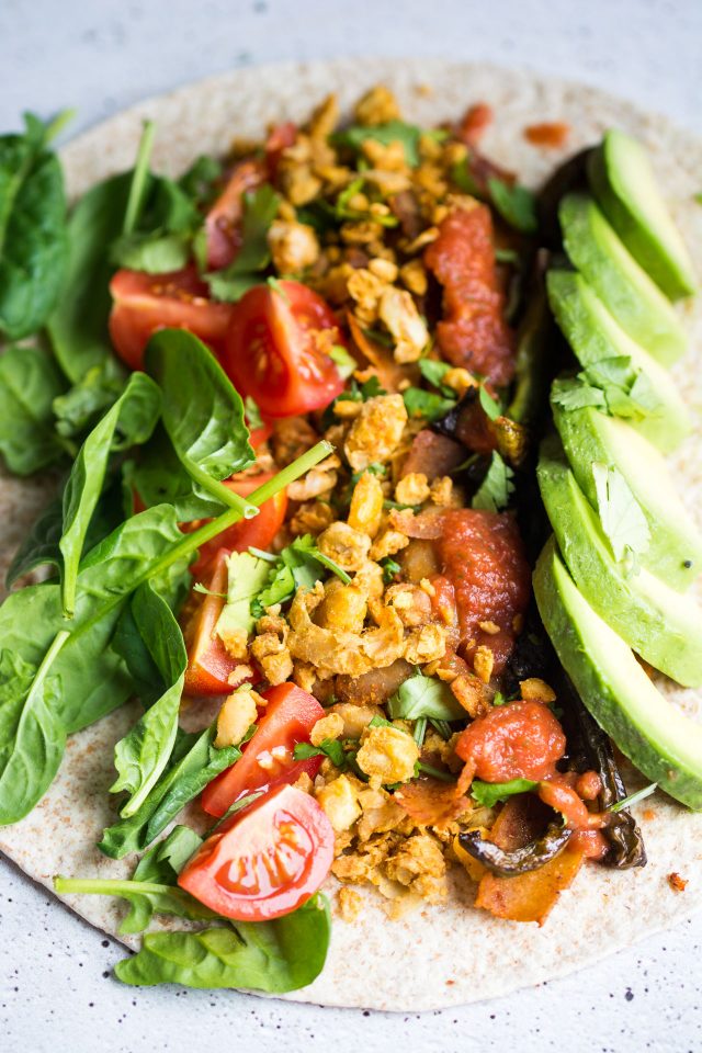 The ultimate vegan breakfast burrito. Stuffed full of breakfast goodness from scrambled chickpeas to fresh avocado, this really is the best way to start your day!