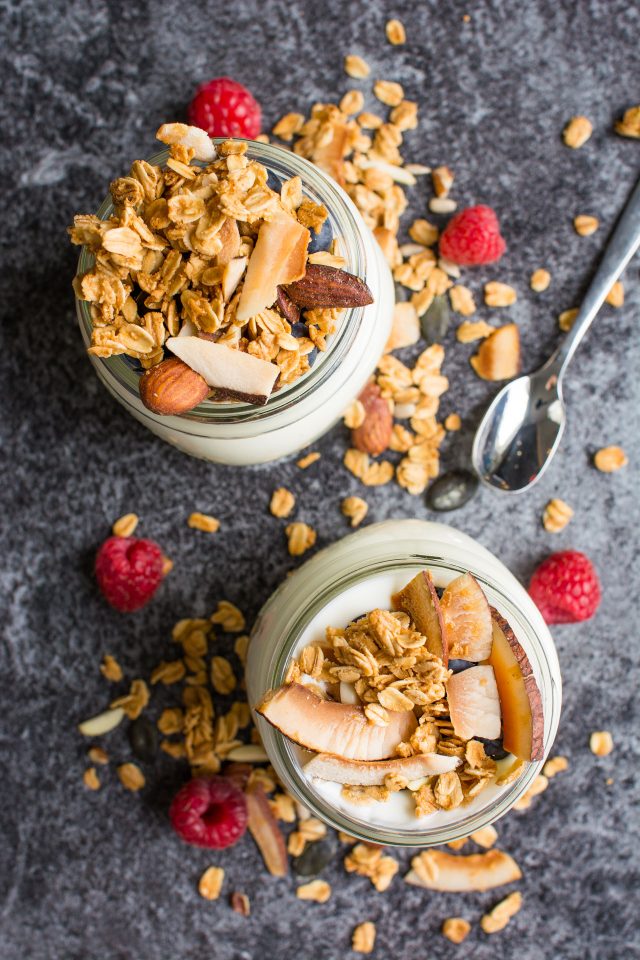 A simple recipe for a natural, wholesome toasted coconut granola. Perfect for enjoying on top of yoghurt, smoothies or just plain by the handful!