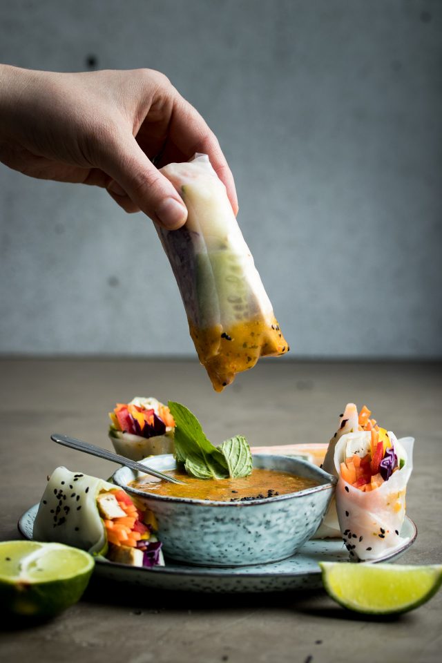 You'll love these vegan summer rolls with a fresh mango dipping sauce and a creamy peanut dipping sauce. The perfect lunch or snack for the warm months